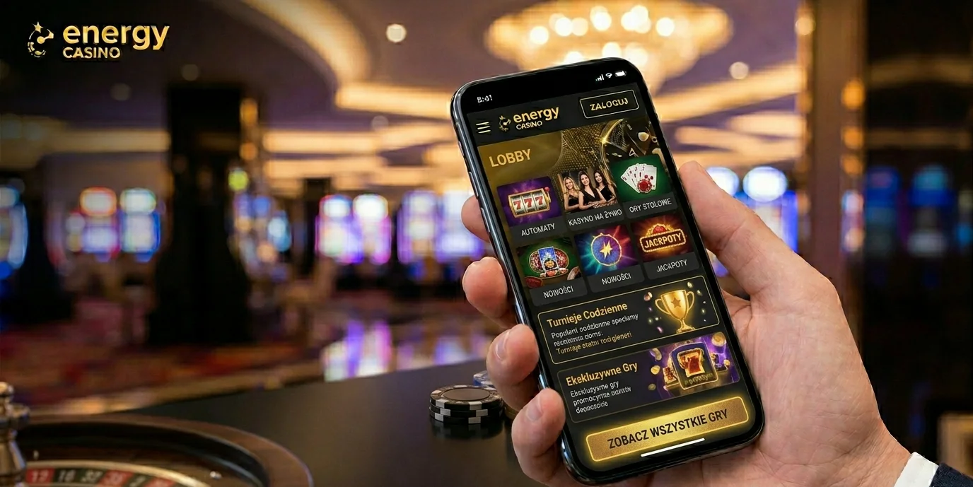 Lobby gier Energy Casino na urządzeniu mobilnym
